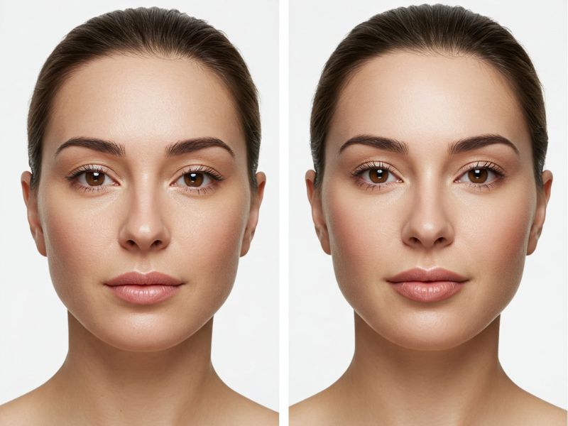 relleno de pómulos - antes y después